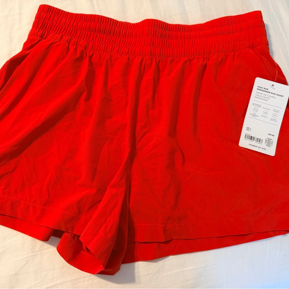 Athleta Bright Red Elastic-Waist Athletic Shorts